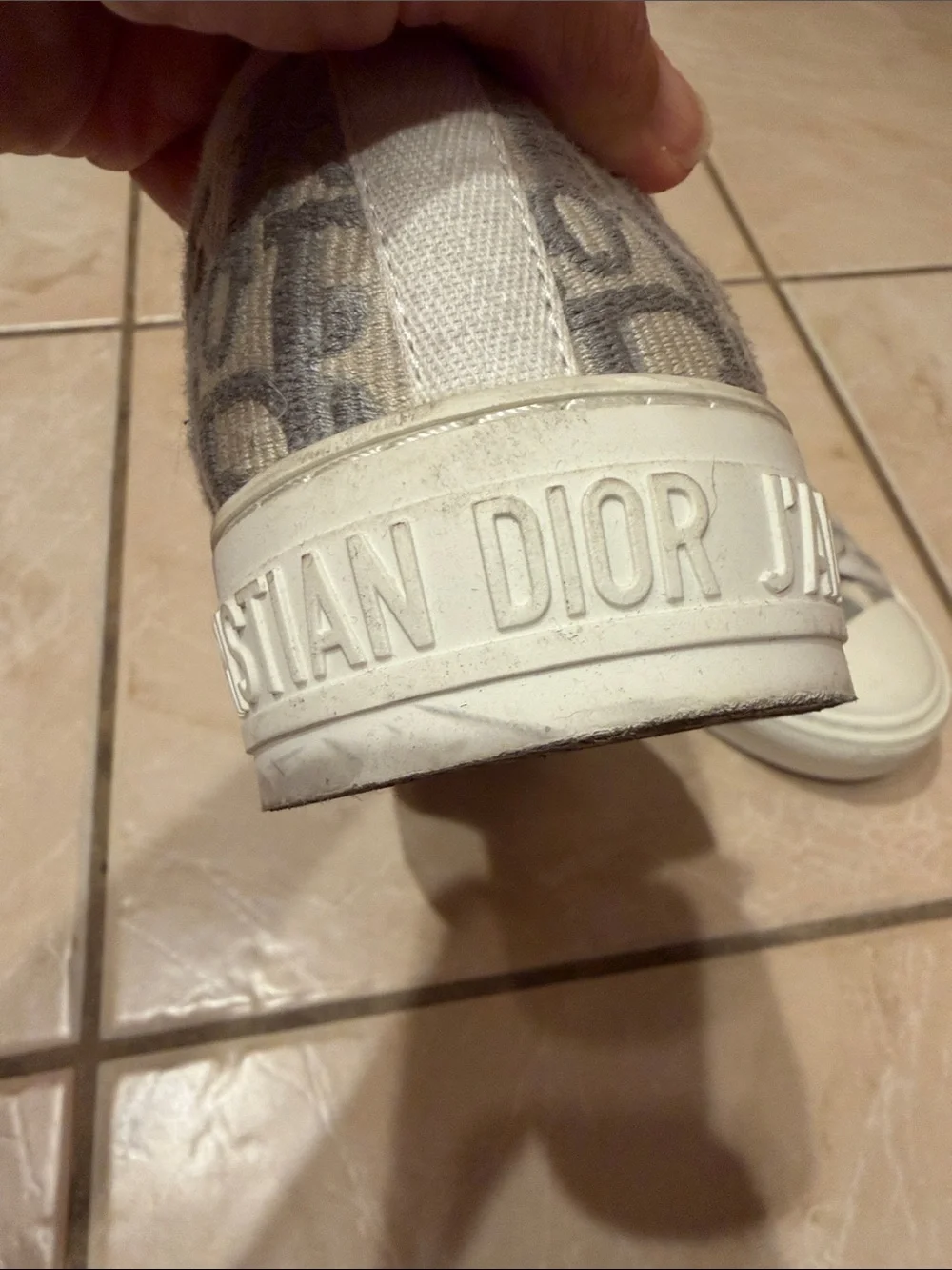 Dior Beige & White Canvas Low-Top Sneakers